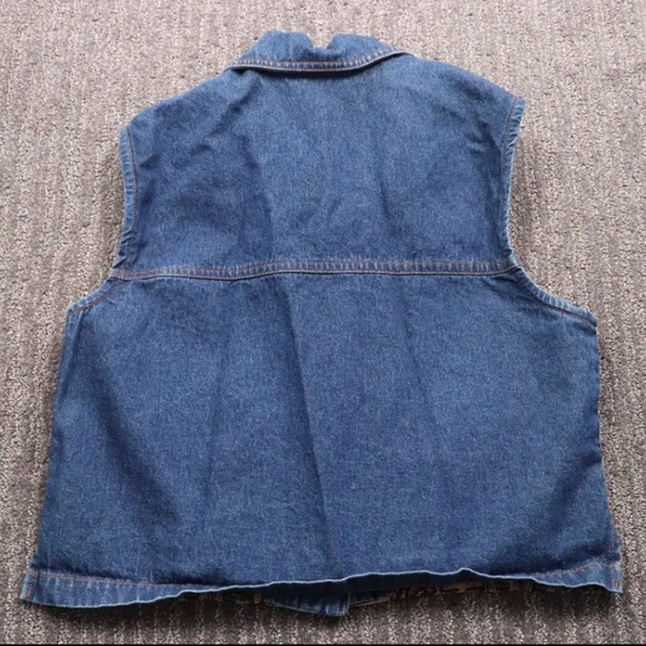 Vintage Denim Tapestry Woven Vest Southwestern Aztec Pattern Women's Petite S - Picture 5 of 11